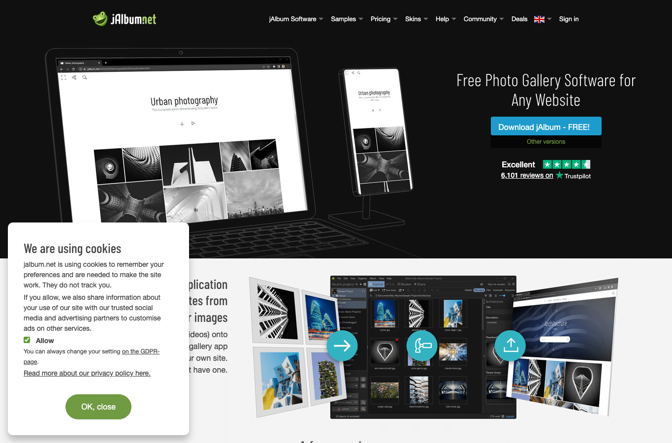Screenshot preview of jalbum.net