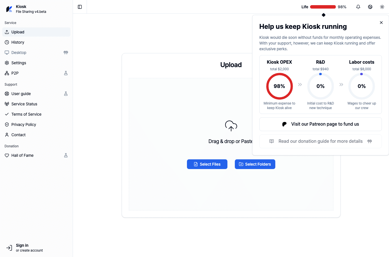 Screenshot preview of kio.ac