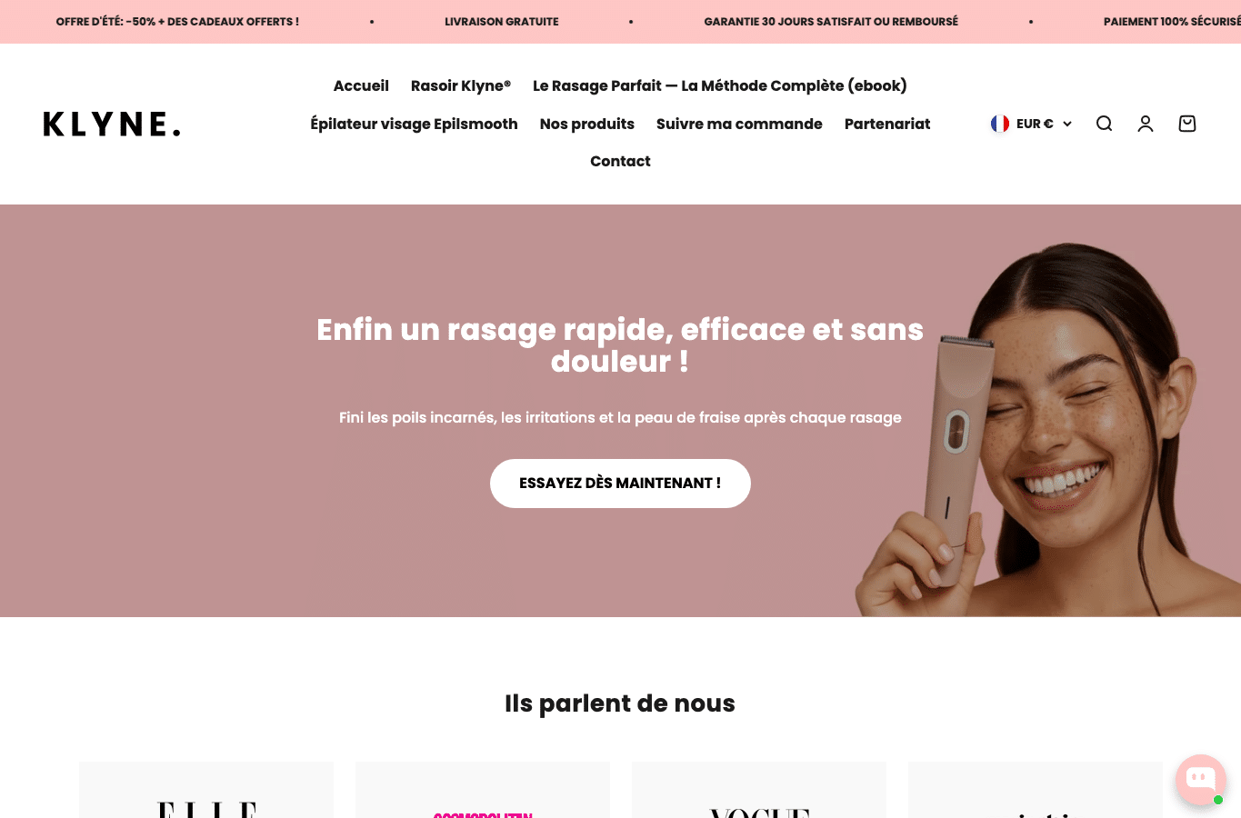 Screenshot preview of klyne.shop