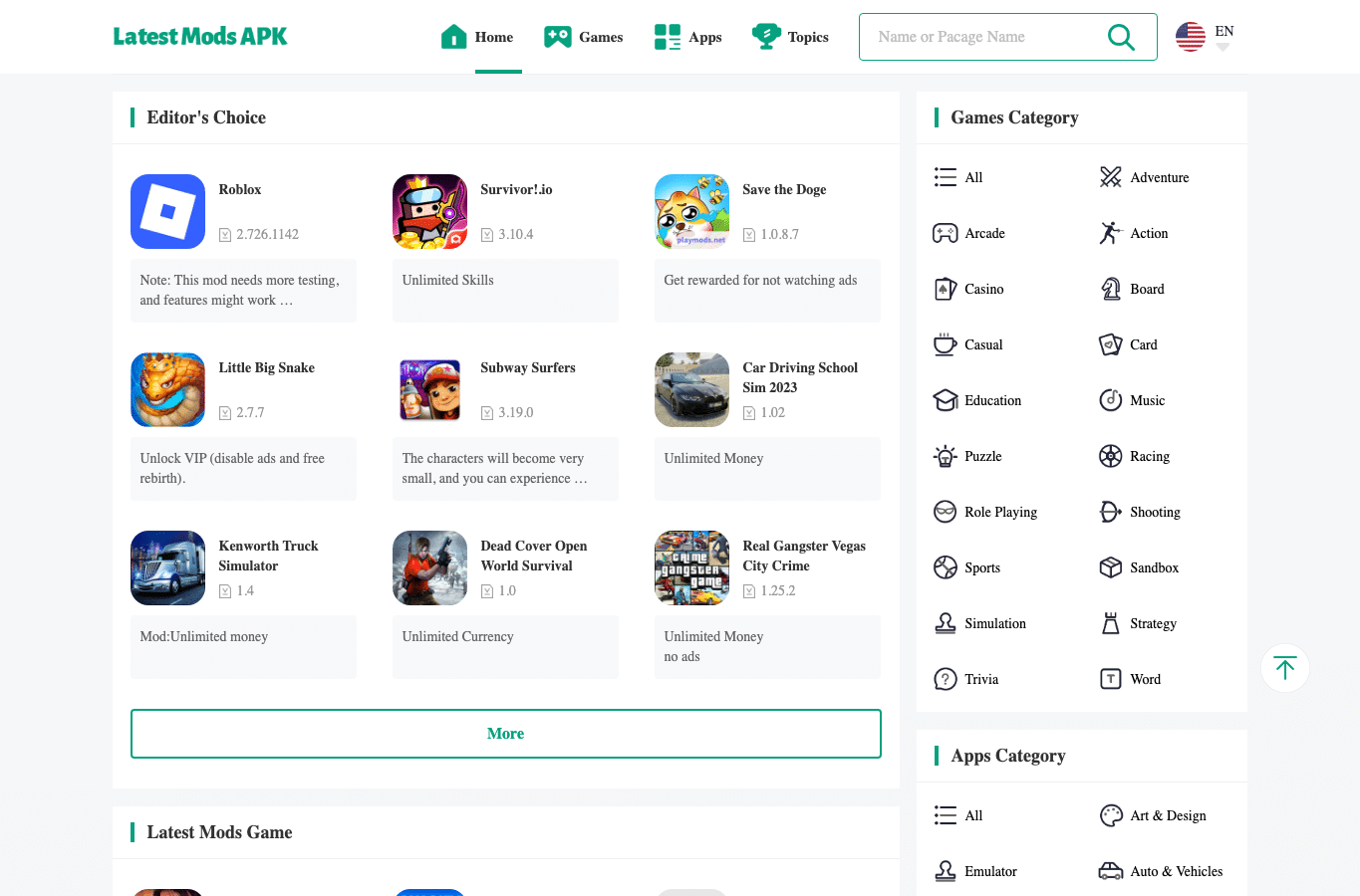 Screenshot preview of latestmodsapk.com