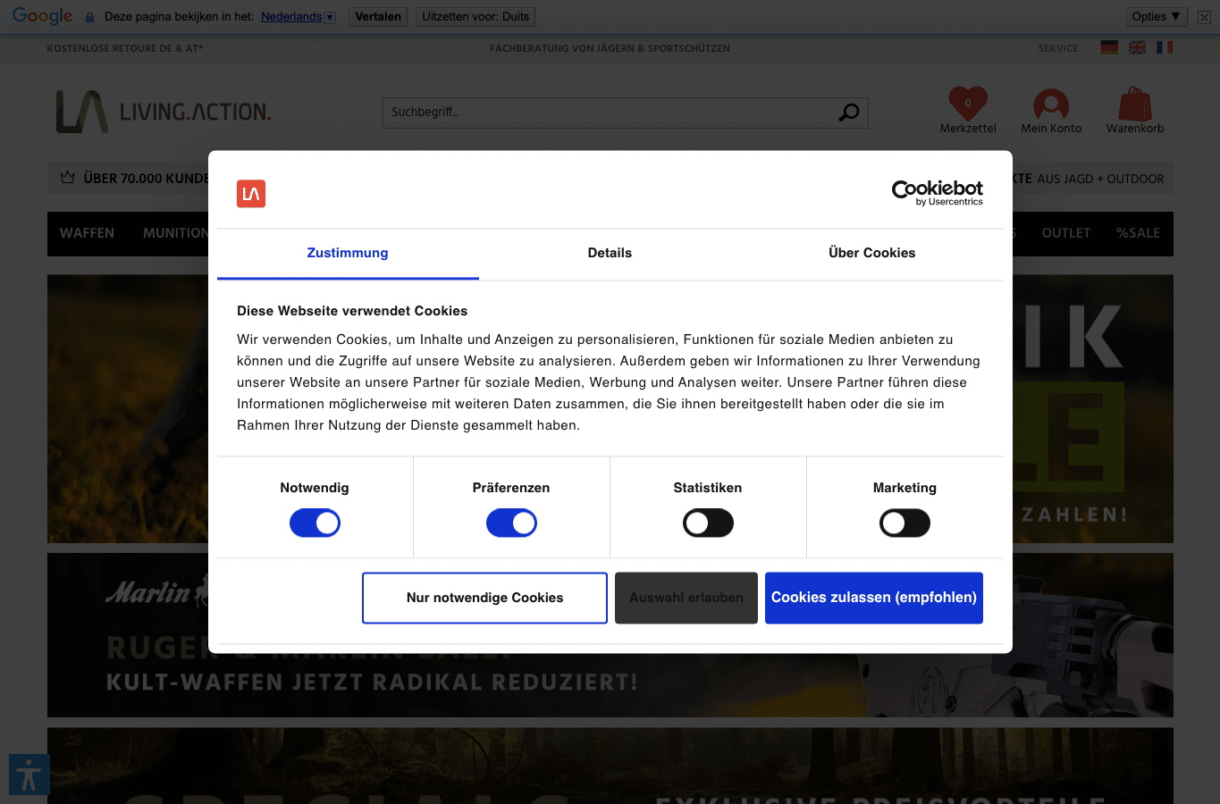 Screenshot preview of livingaction.de