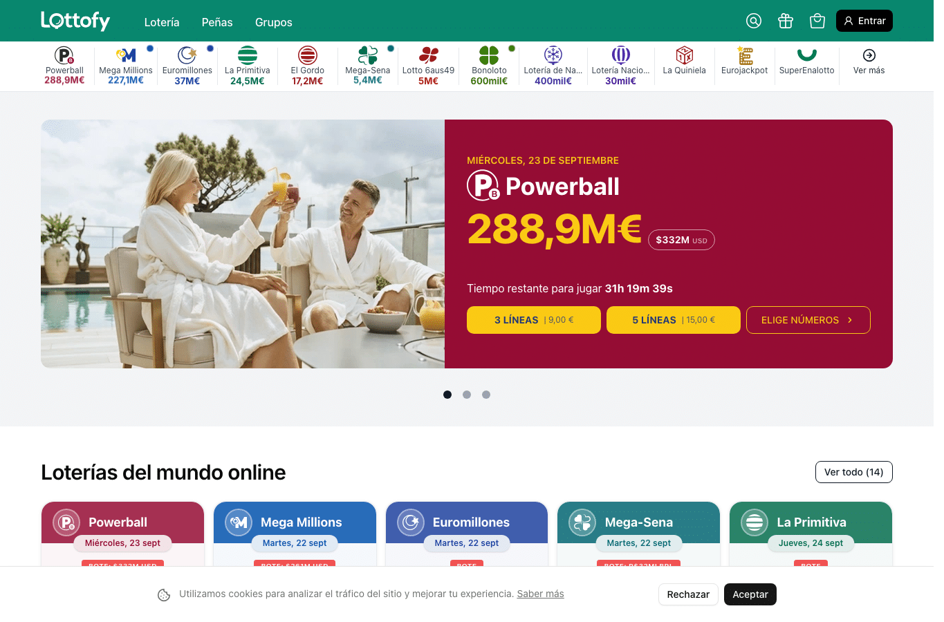 Screenshot preview of lottofy.com