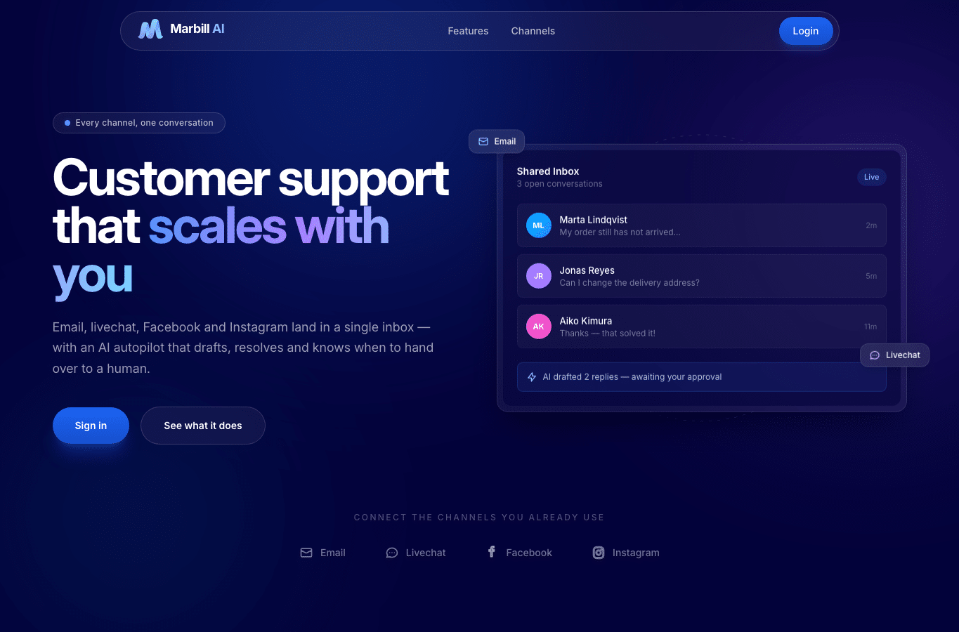 Screenshot preview of marbill-ai.com