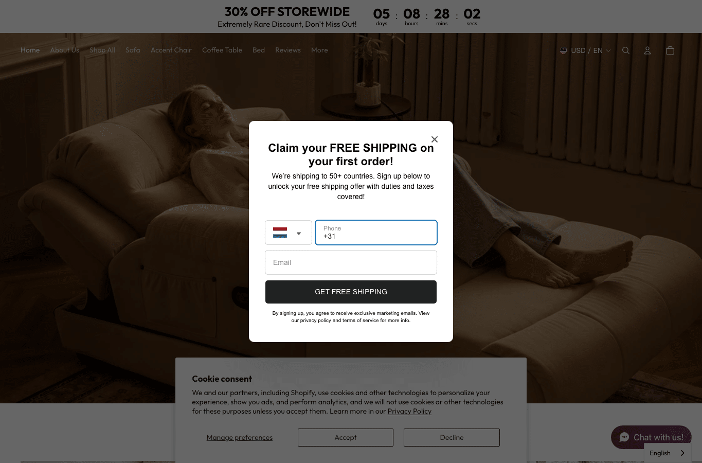 Screenshot preview of marivellehome.com