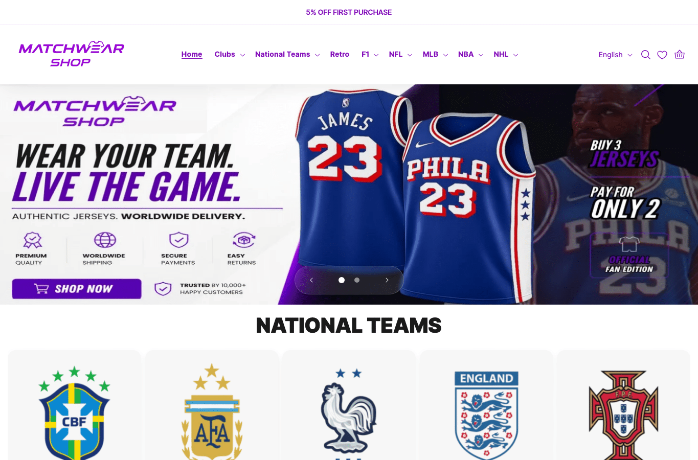 Screenshot preview of matchwearshop.com