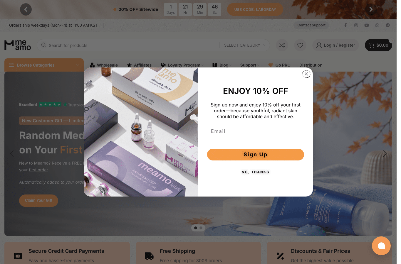 Screenshot preview of meamoshop.com