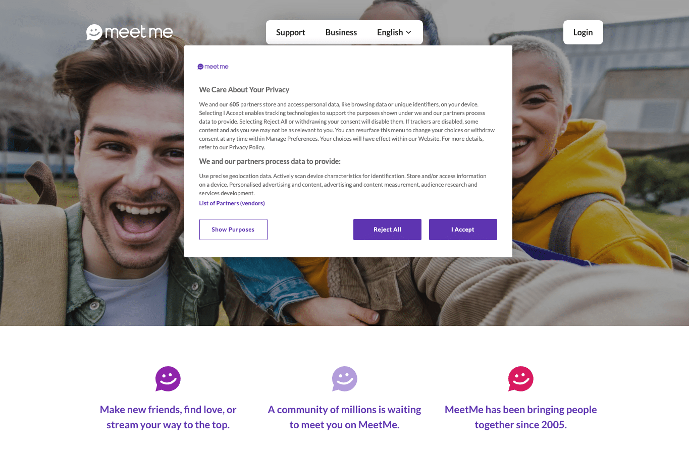 Screenshot preview of meetme.com