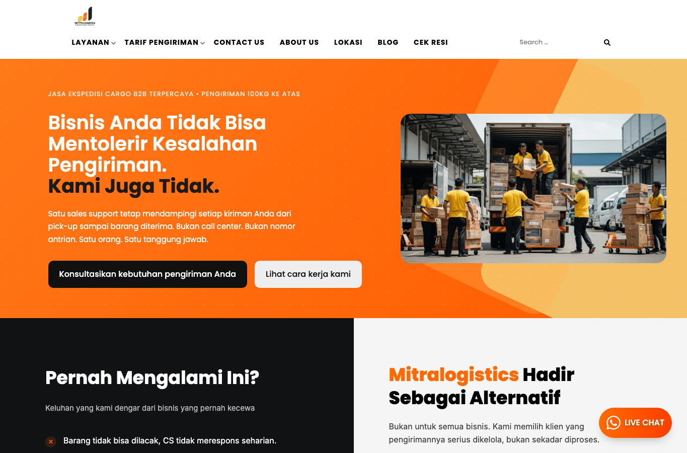 Screenshot preview of mitralogistics.co.id