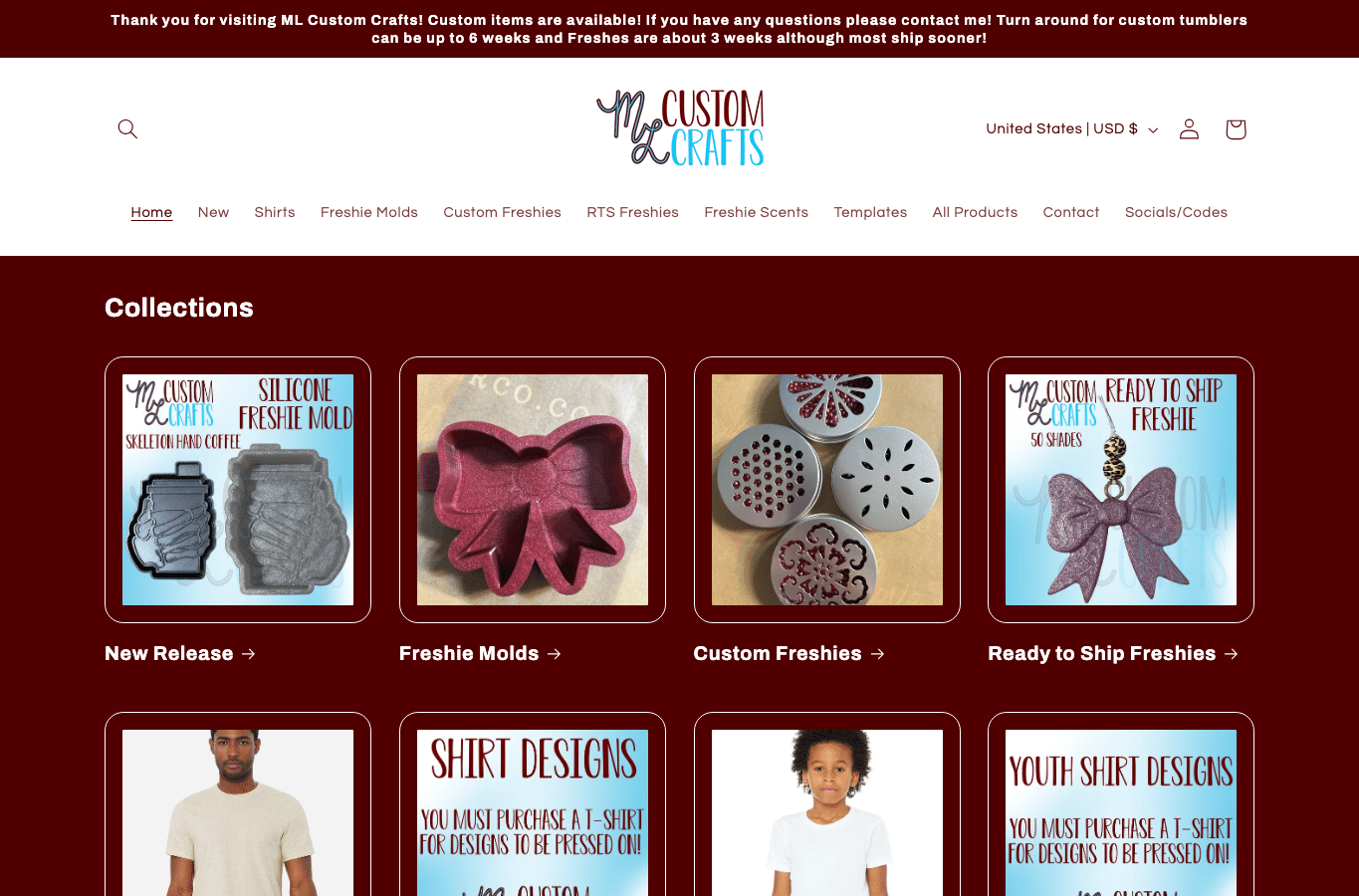 Screenshot preview of mlcustomcrafts.com