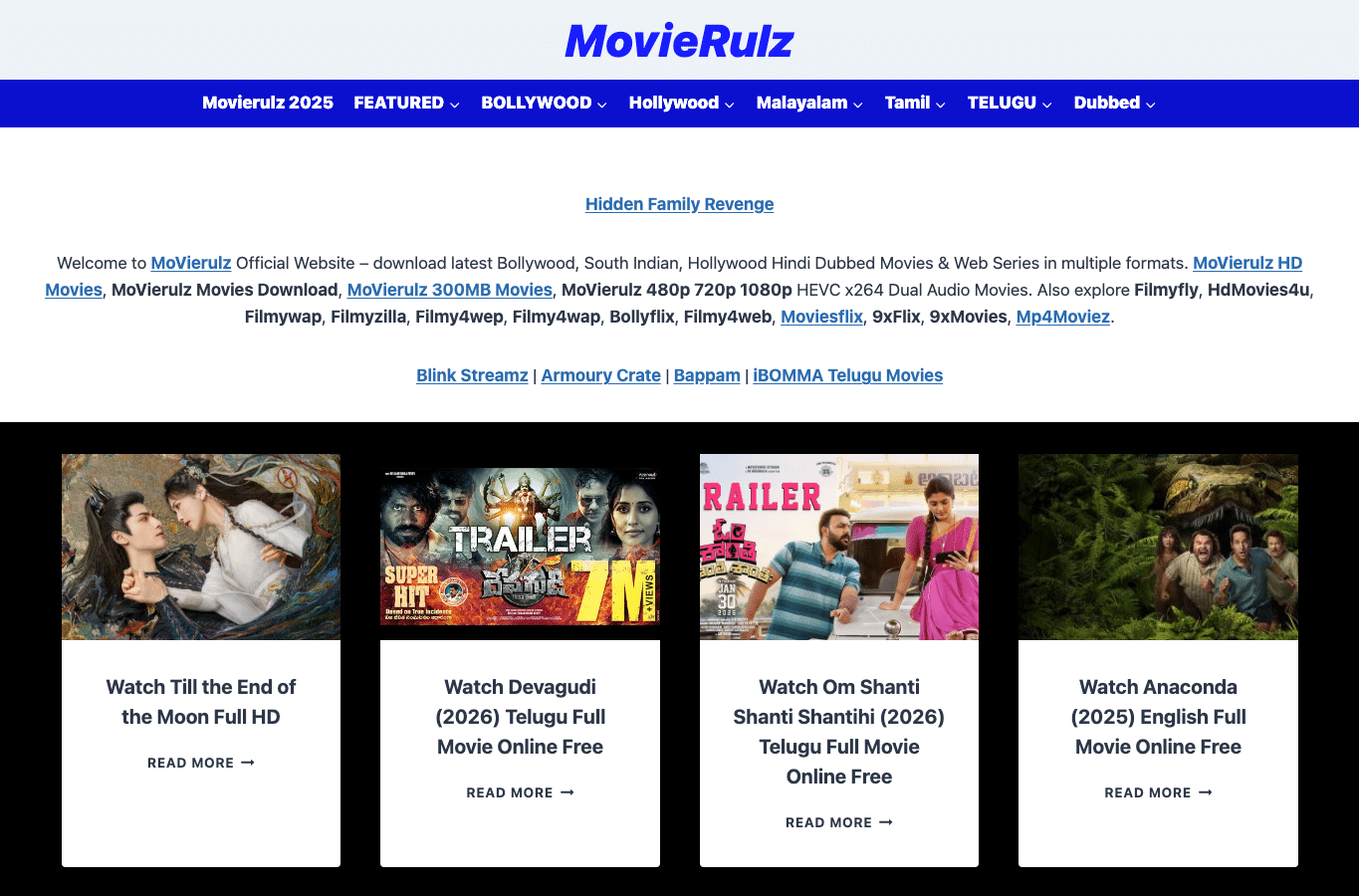 Screenshot preview of movierulz1.com