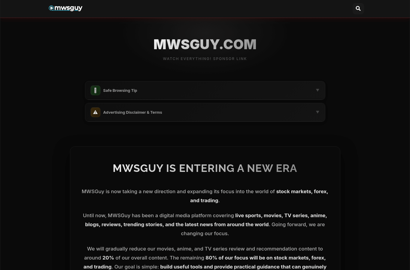 Screenshot preview of mwsguy.com