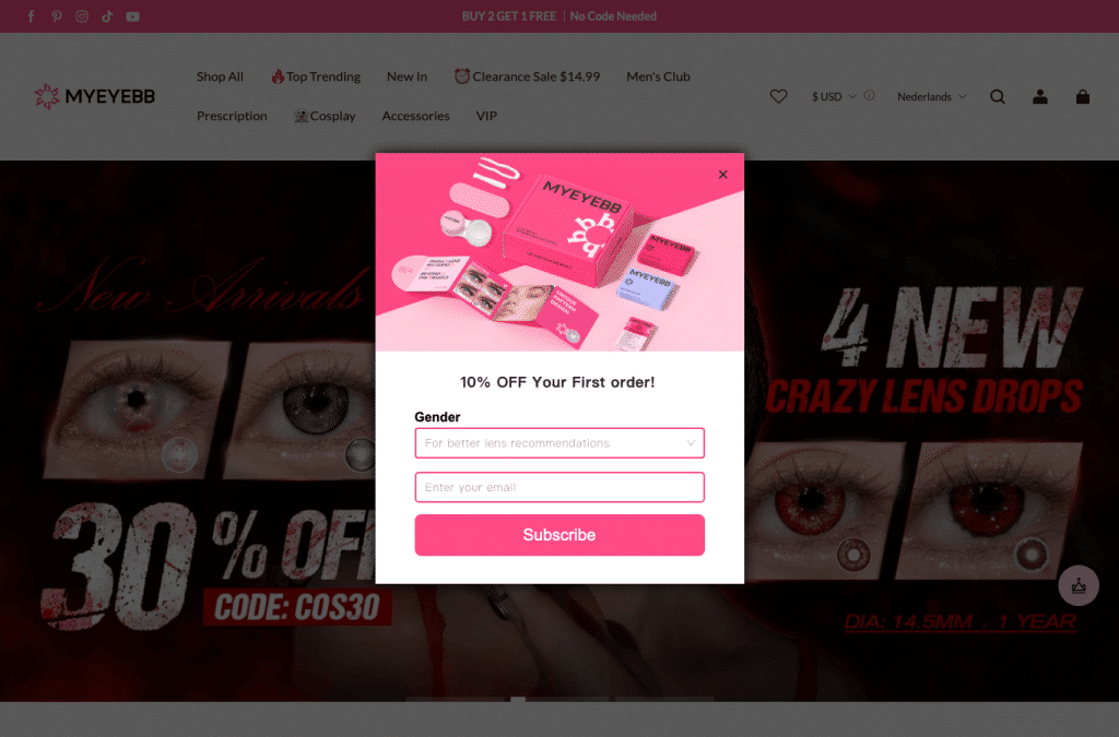 Screenshot preview of myeyebb.com