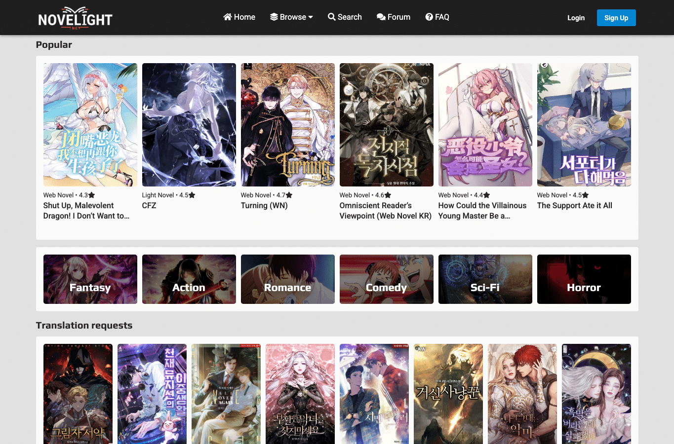 Screenshot preview of novelight.net