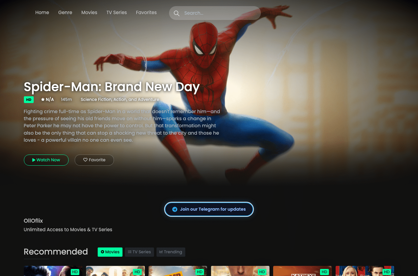 Screenshot preview of olloflix.com