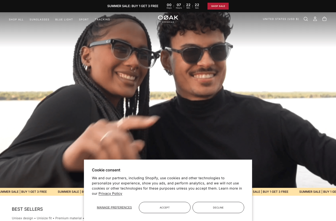 Screenshot preview of ooak-eyewear.com