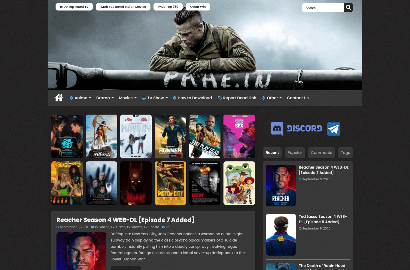Screenshot preview of pahe.ink