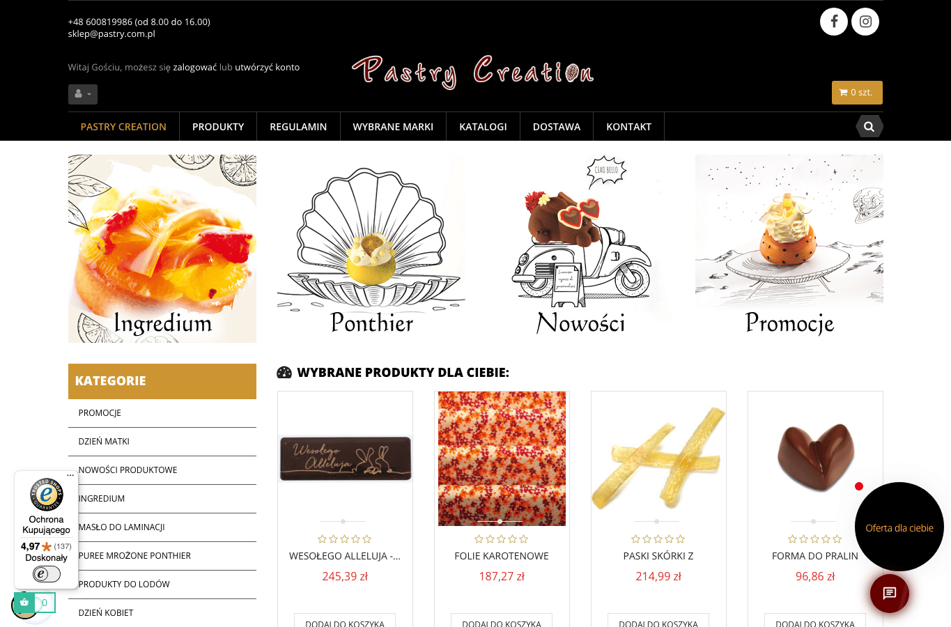Screenshot preview of pastry.com.pl