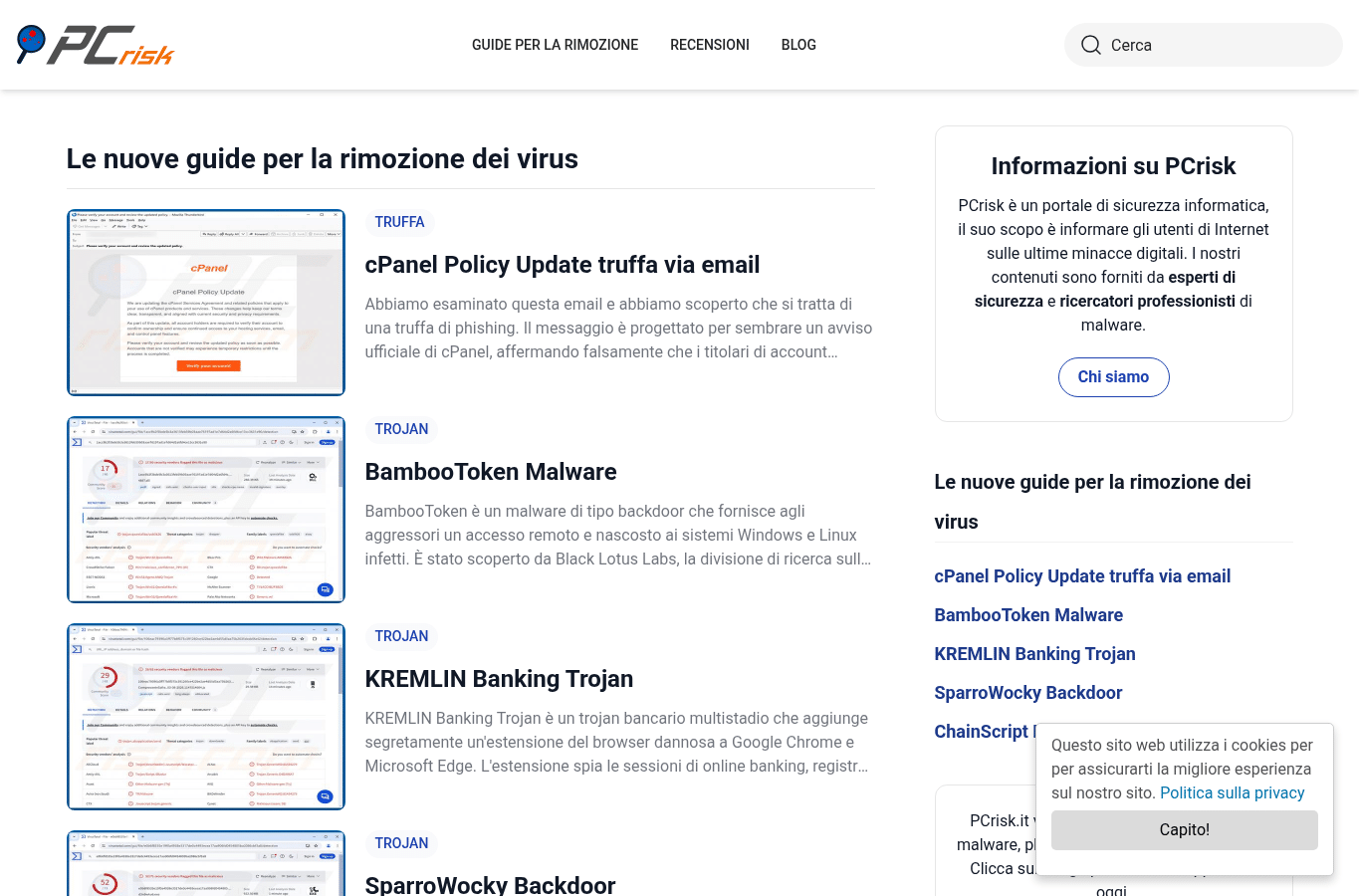 Screenshot preview of pcrisk.it