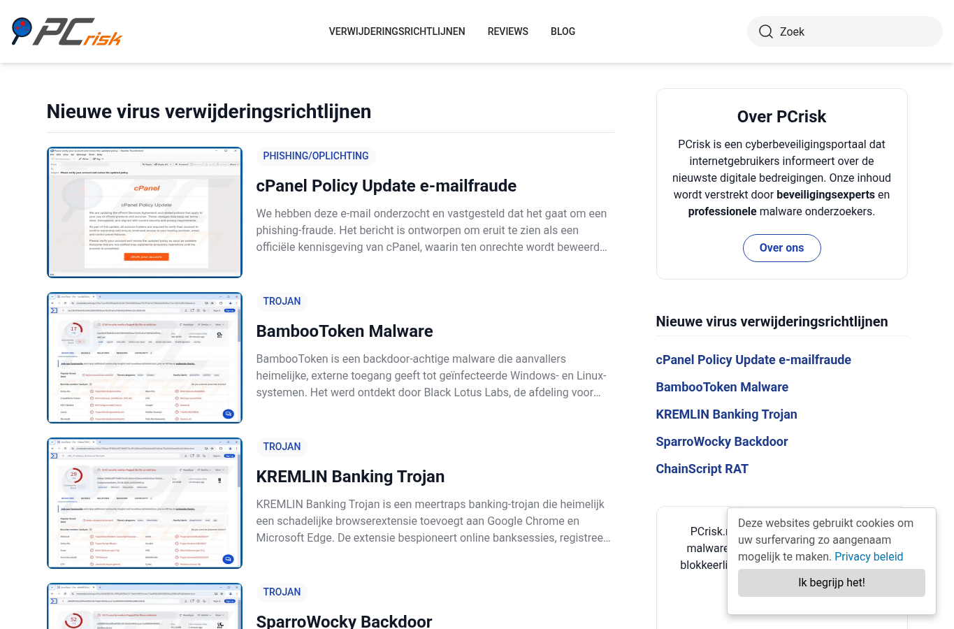 Screenshot preview of pcrisk.nl