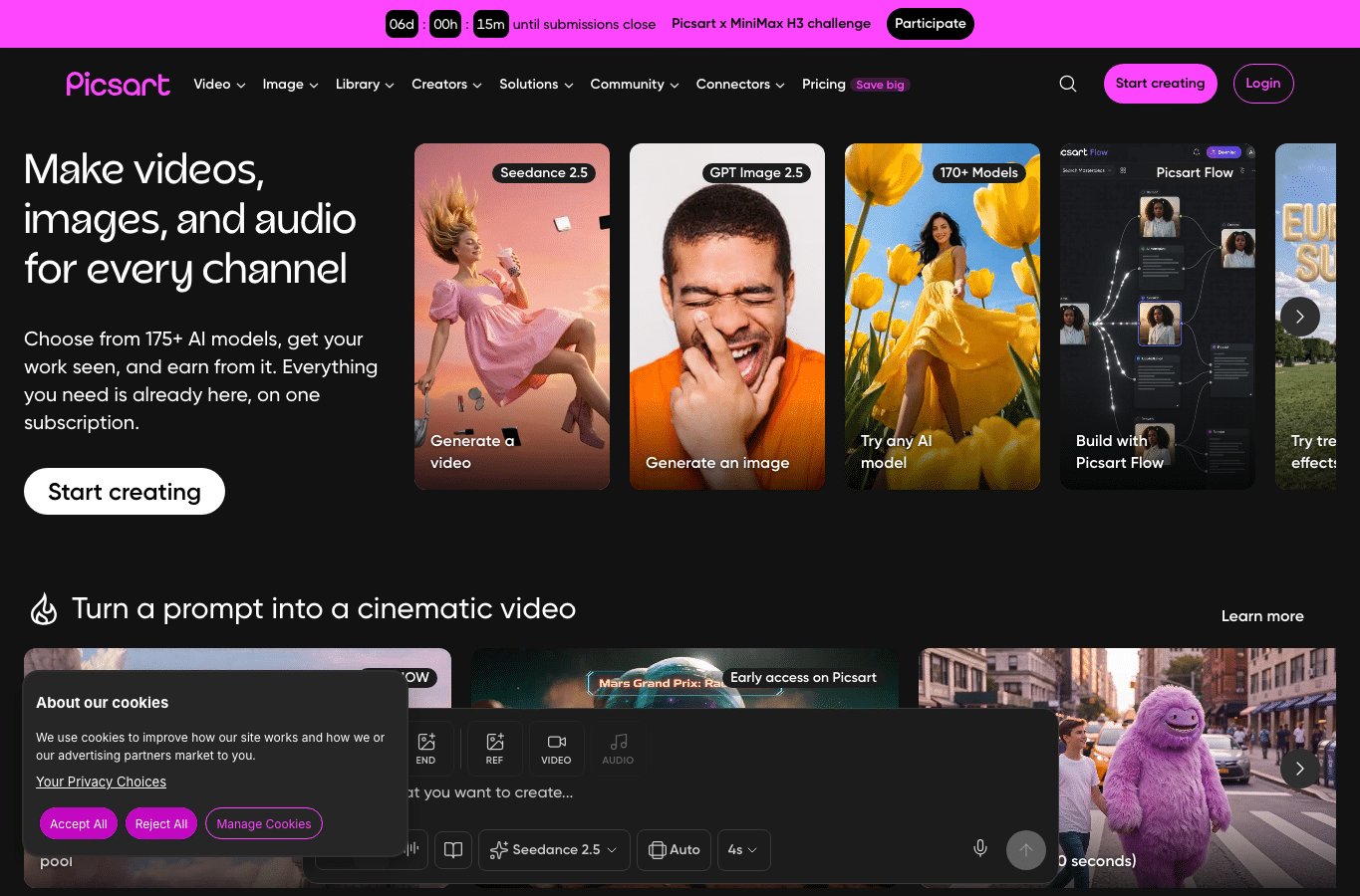 Screenshot preview of picsart.com