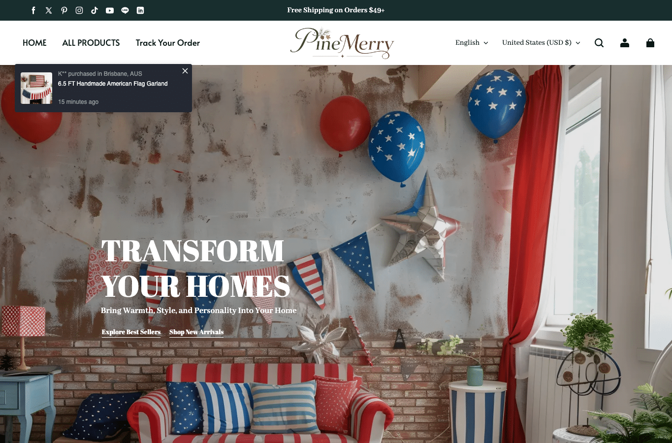 Screenshot preview of pinemerry.com