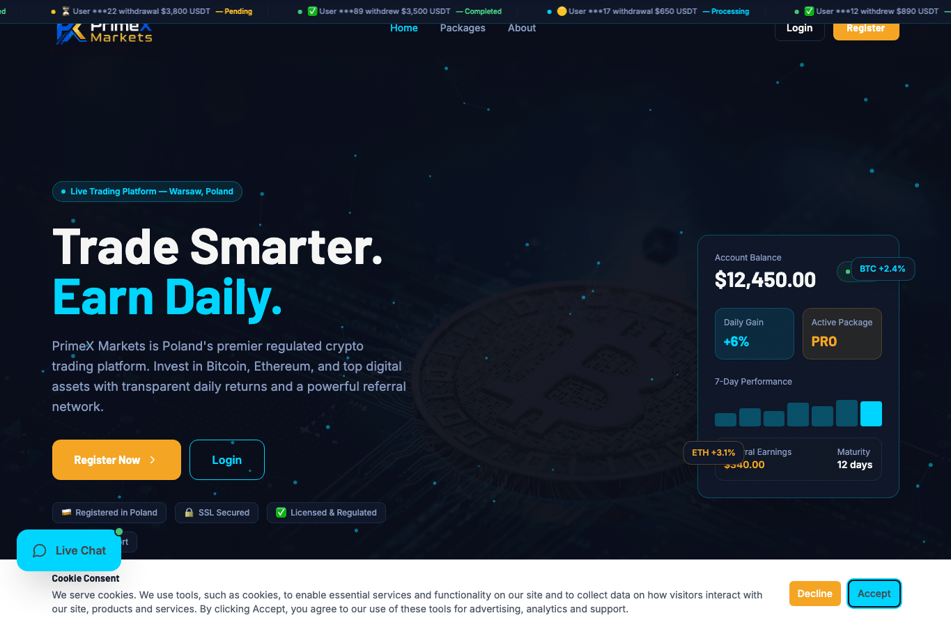Screenshot preview of primex-markets.net