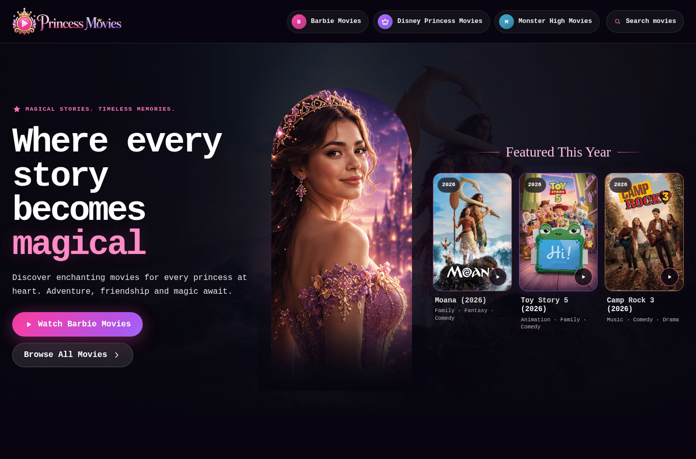 Screenshot preview of princessmovies.me