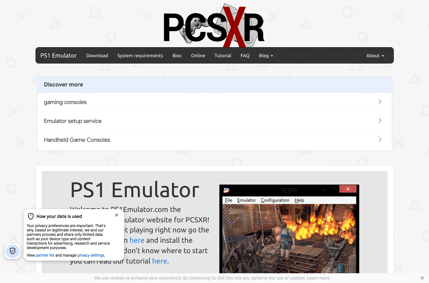 Screenshot preview of ps1emulator.com