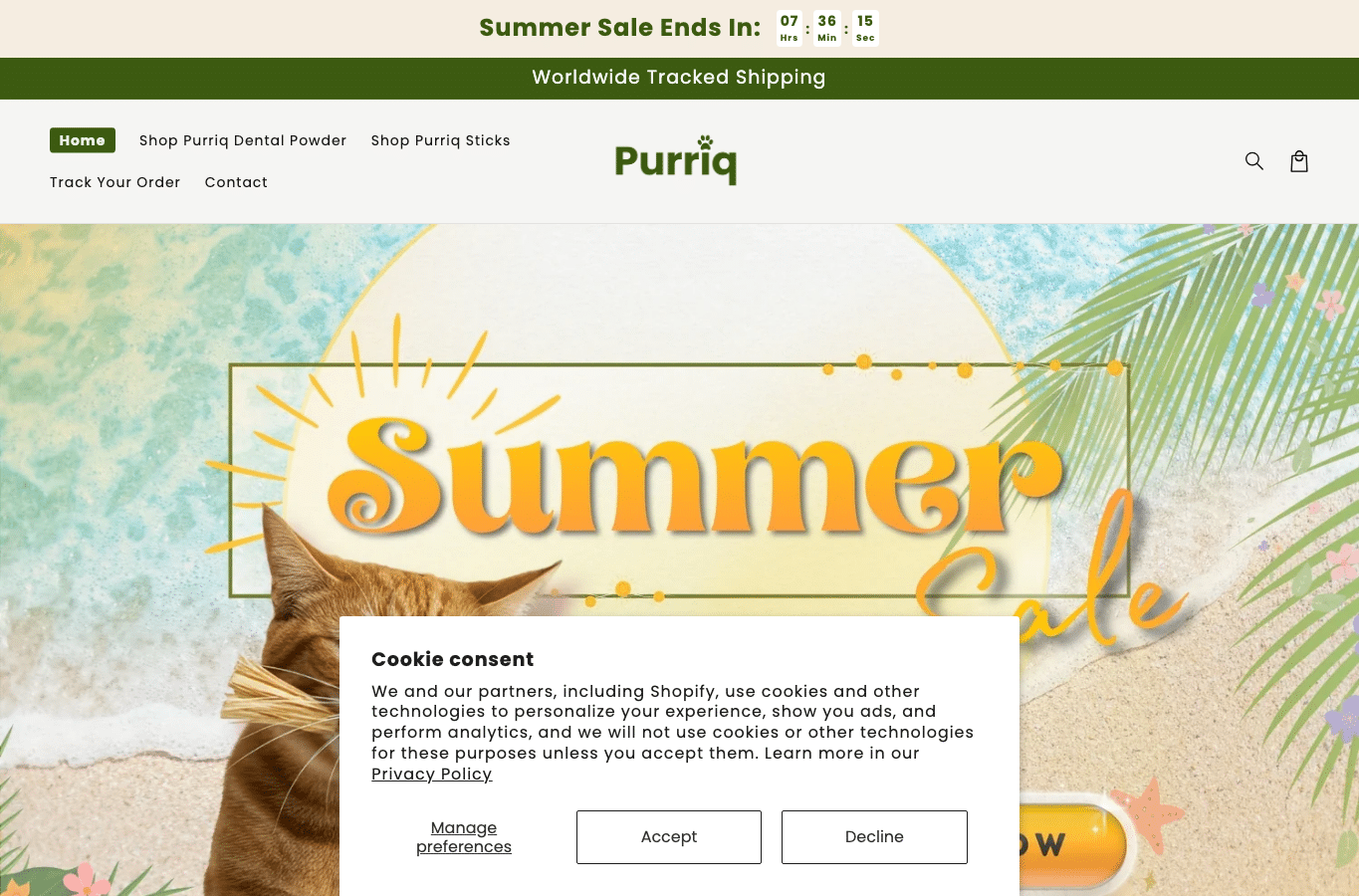 Screenshot preview of purriq.com