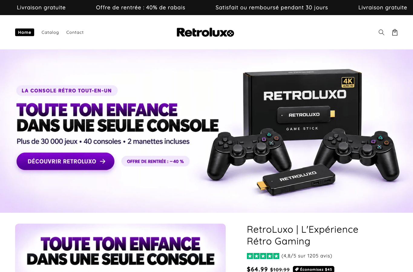 Screenshot preview of retroluxo.com