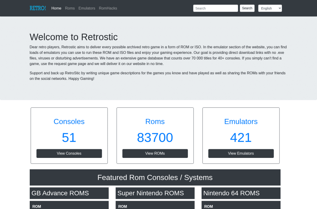 Screenshot preview of retrostic.com