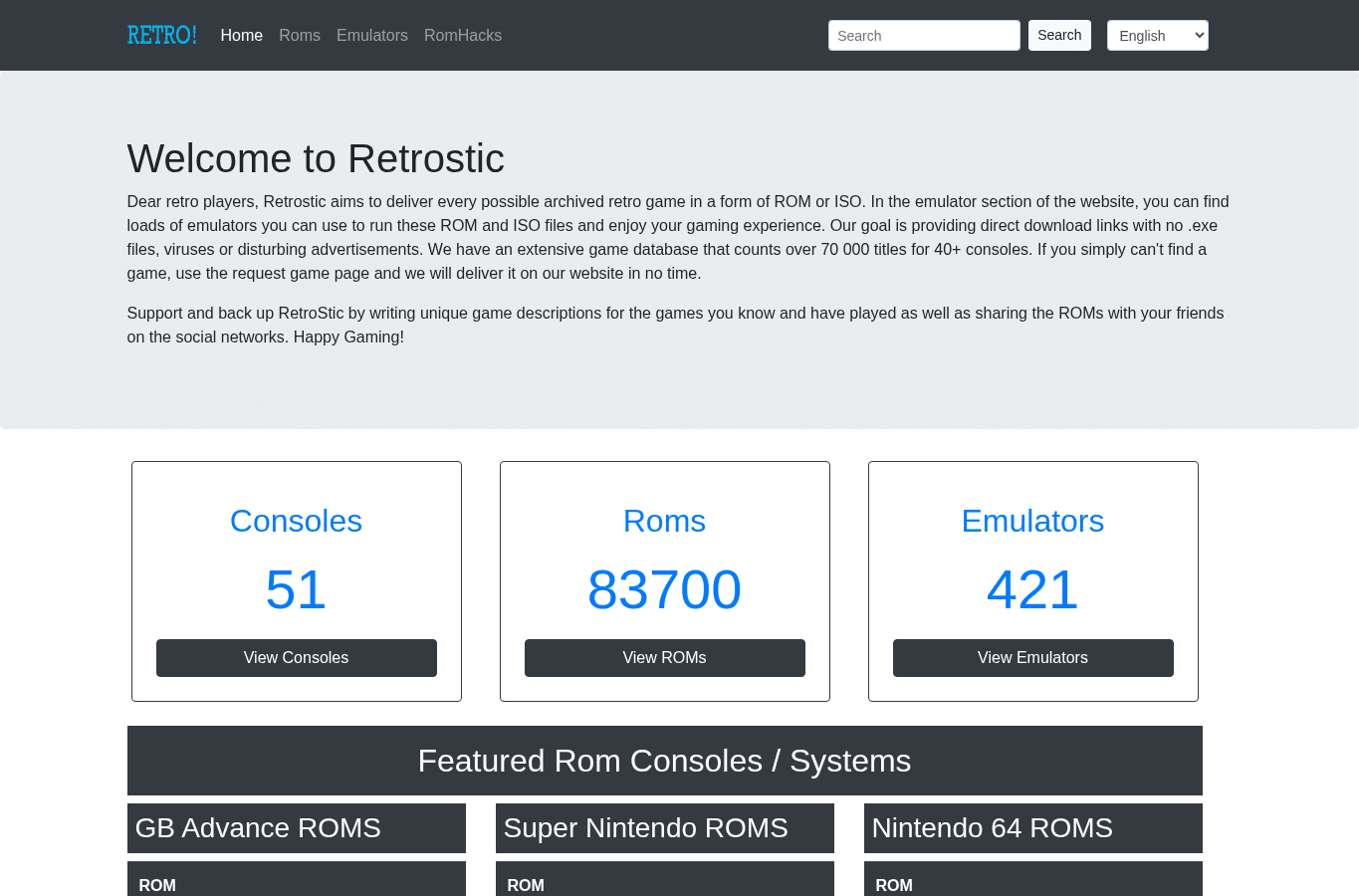 Screenshot preview of retrostic.com