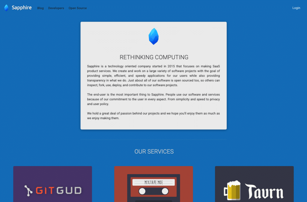 Screenshot preview of sapphire.moe