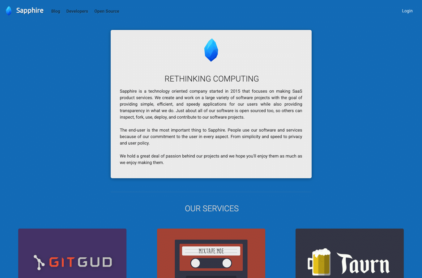Screenshot preview of sapphire.moe