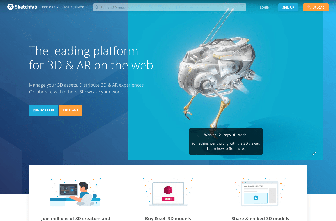 Screenshot preview of sketchfab.com