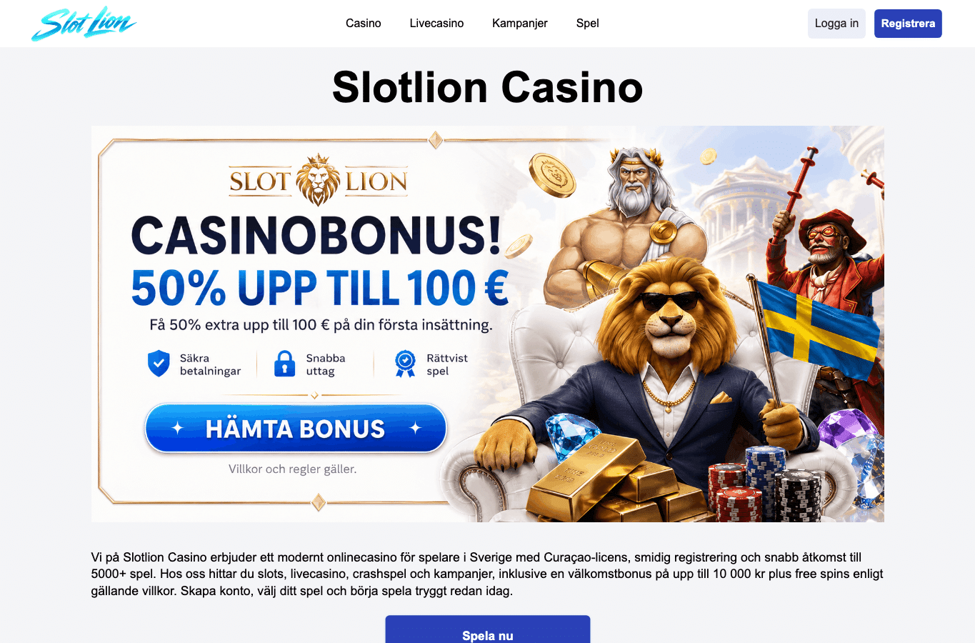 Screenshot preview of slotlion.ink