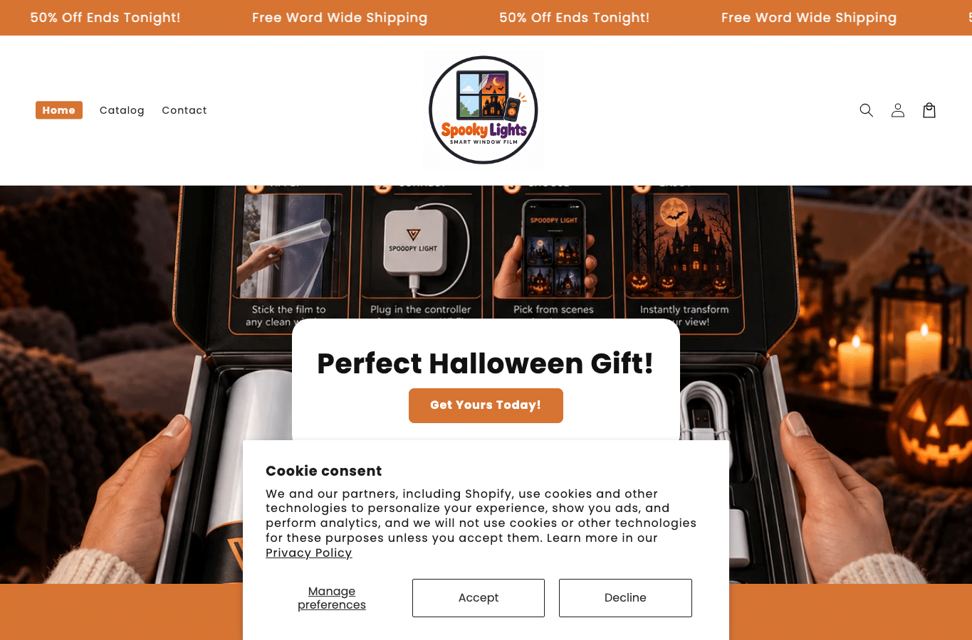 Screenshot preview of spookylight.com