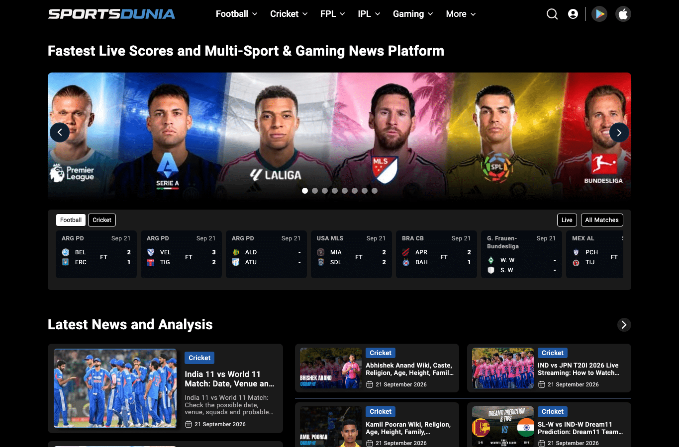 Screenshot preview of sportsdunia.com