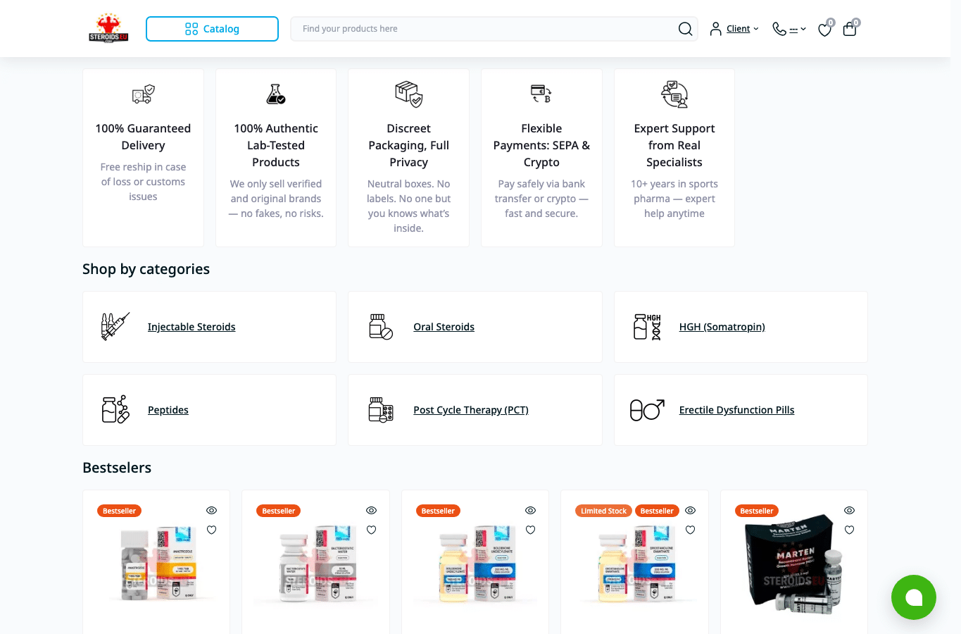 Screenshot preview of steroidseu.com