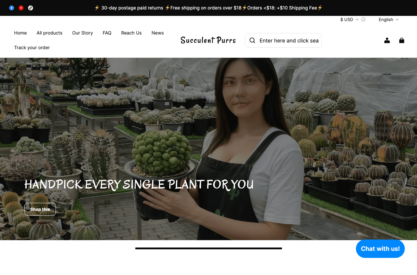Screenshot preview of succulentpurrs.com