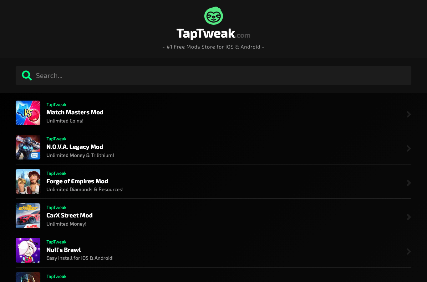 Screenshot preview of taptweak.com