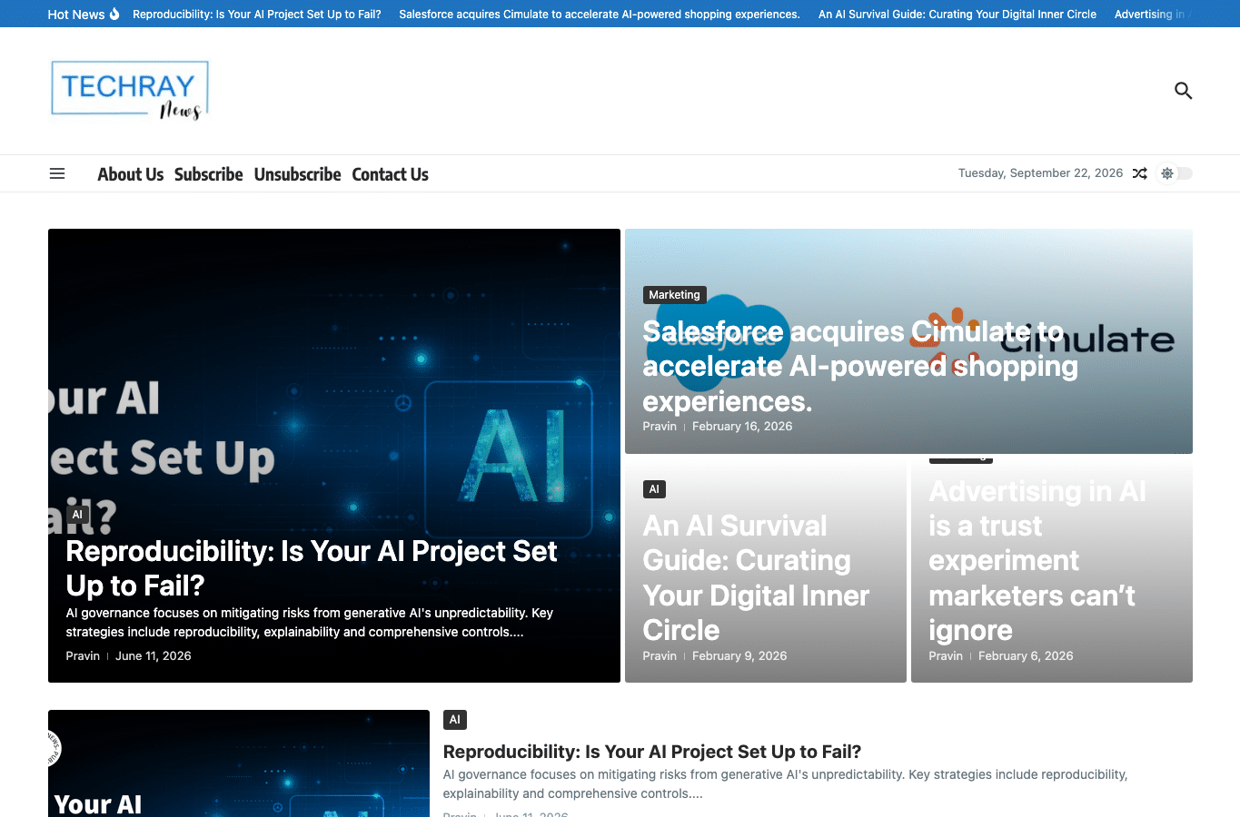 Screenshot preview of techraynews.com