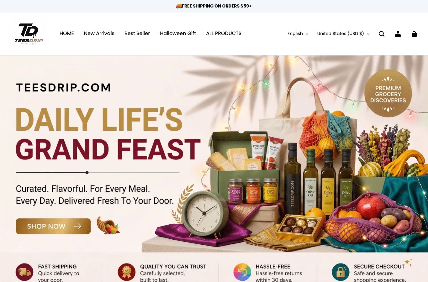 Screenshot preview of teesdrip.com