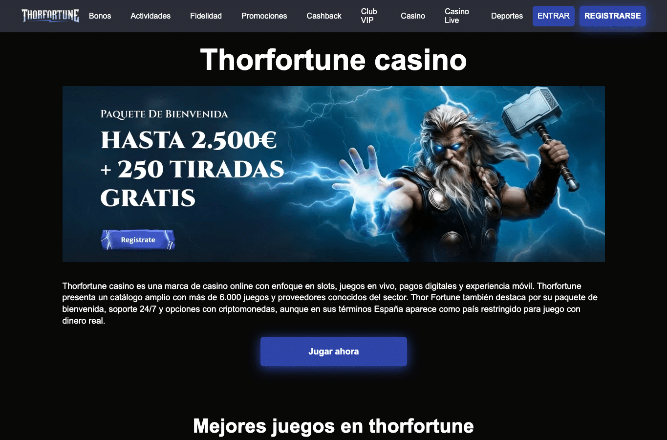 Screenshot preview of thorfortune-spain.com