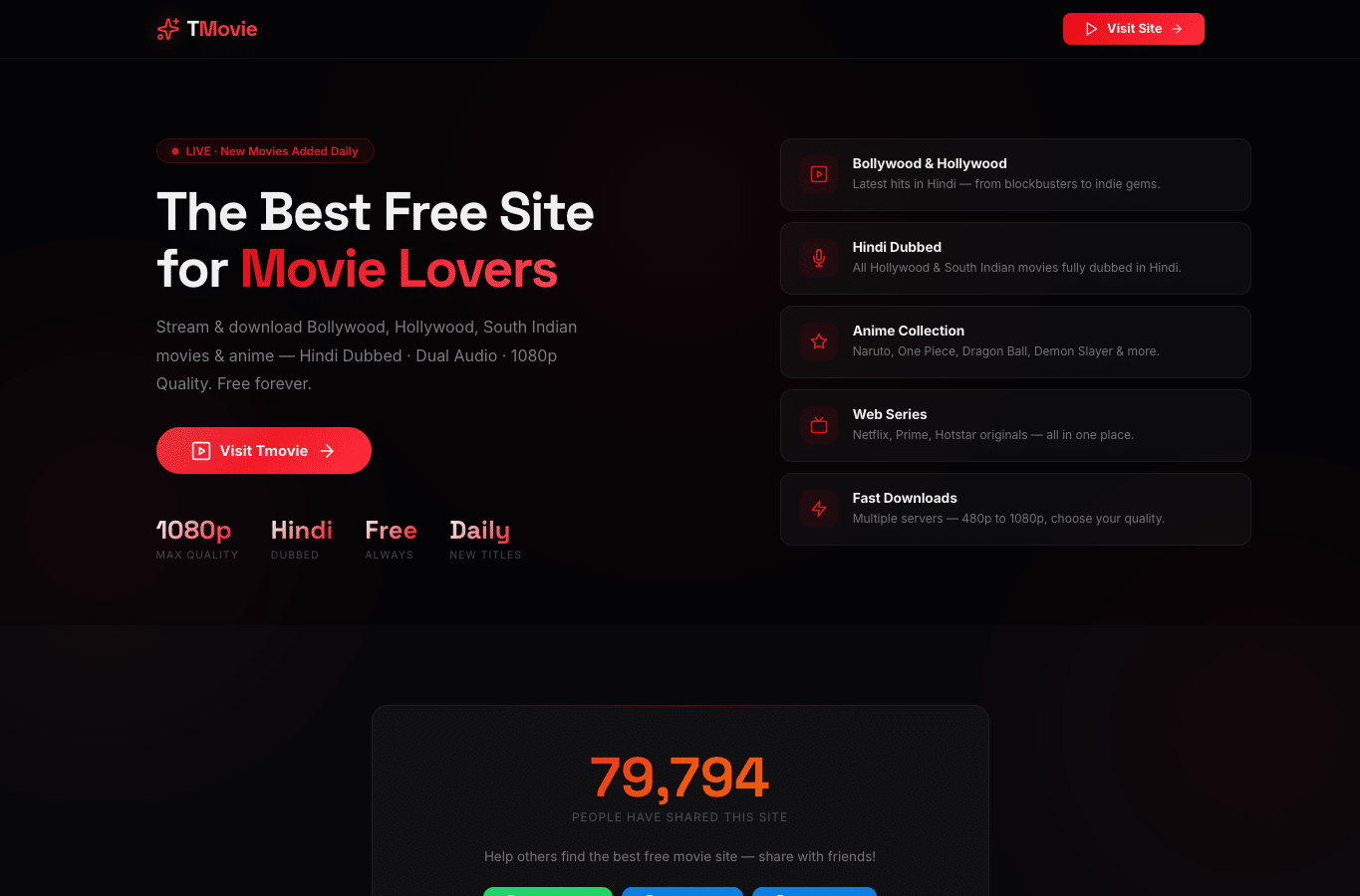Screenshot preview of tmovie.in
