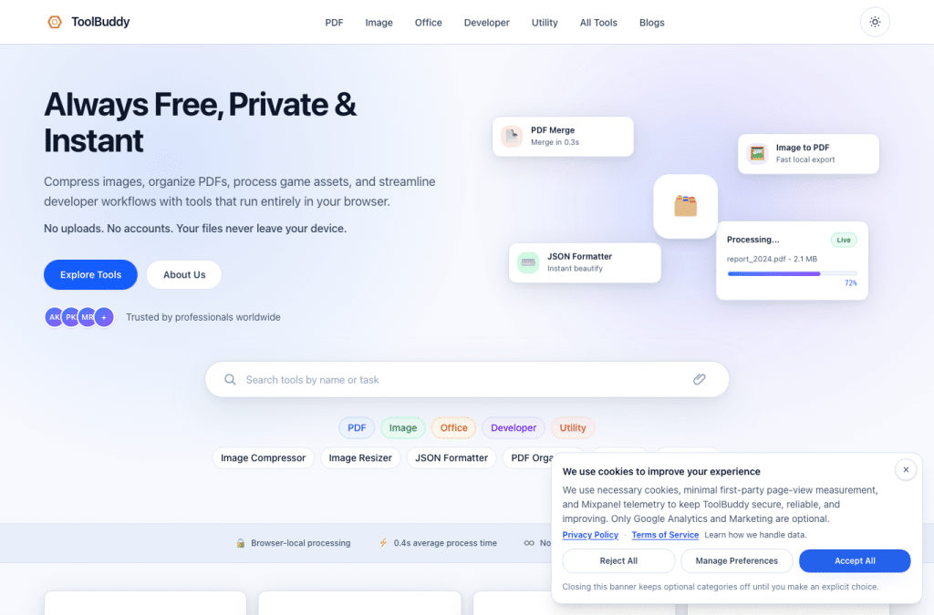 Screenshot preview of toolbuddy.io