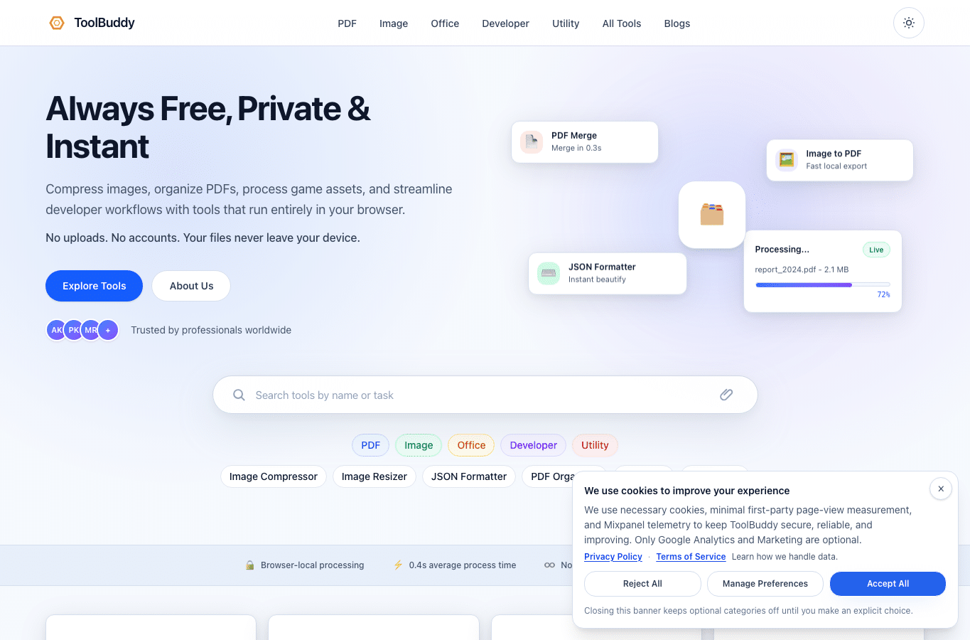 Screenshot preview of toolbuddy.io