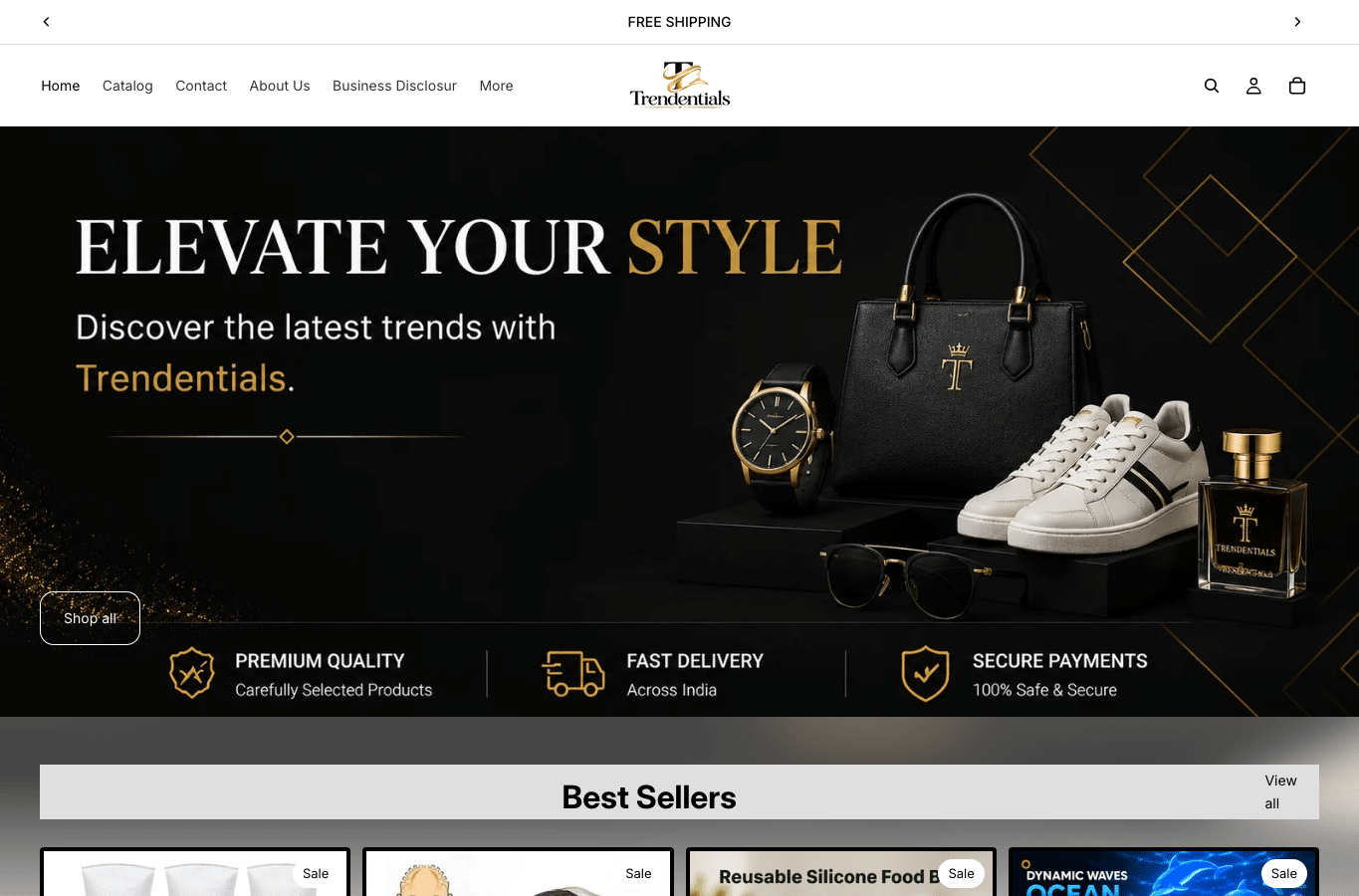 Screenshot preview of trendenstials.co.in