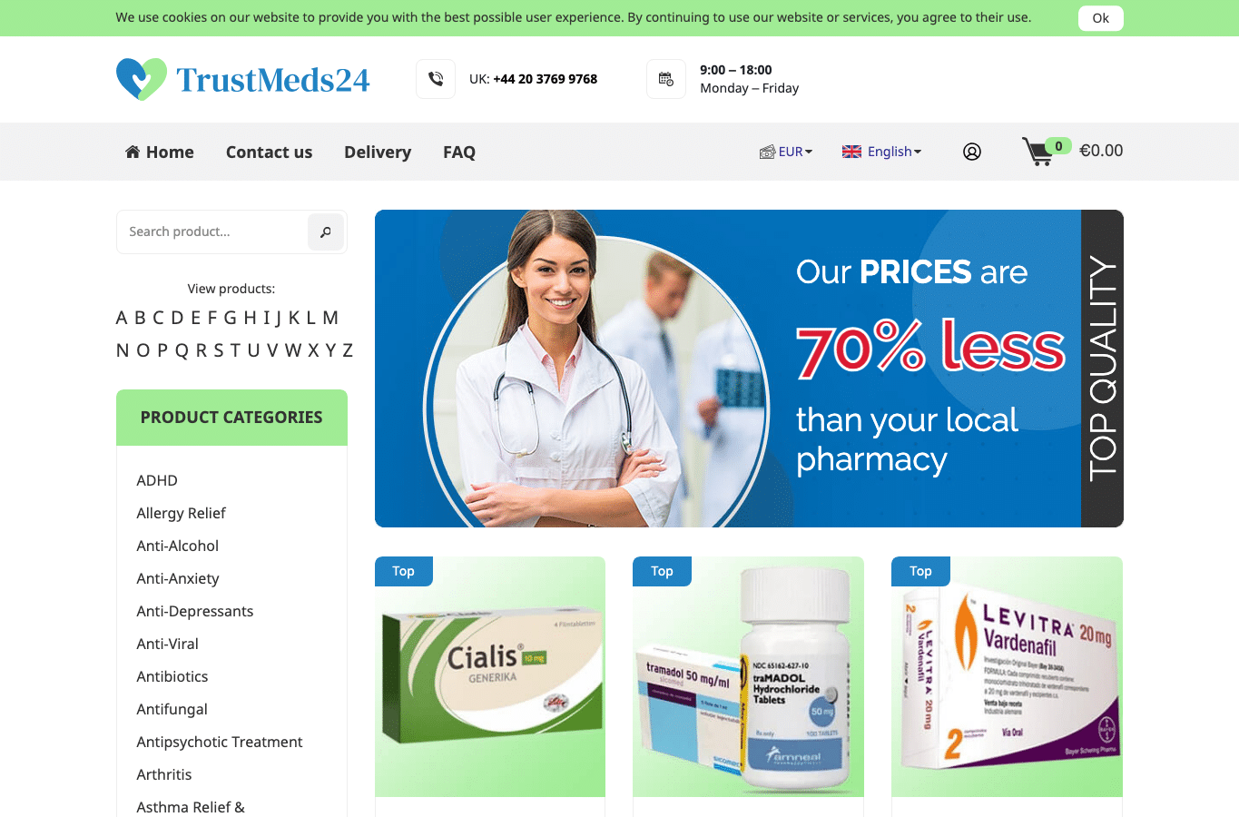 Screenshot preview of trustmeds24.com