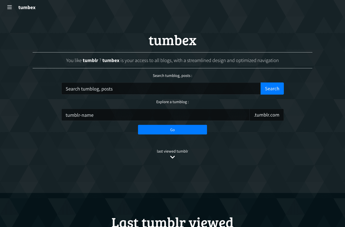 Screenshot preview of tumbex.com